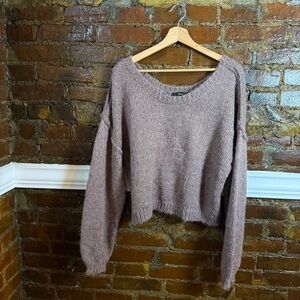Lulu’s Cozy Brown Women's Sweater Cropped Size Large Oversized
